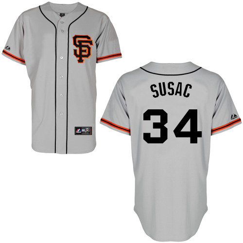 Andrew Susac #34 mlb Jersey-San Francisco Giants Women's Authentic Road 2 Gray Cool Base Baseball Jersey
